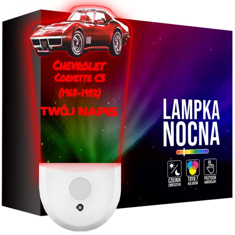 Lampka Nocna LED dla Dziecka Chevrolet Corvette kontaktu gniazdka CZUJNIK