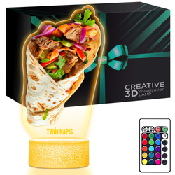 LAMPKA NOCNA LED 3D KEBAB TORTILLA prezent dziecka URODZINY statuetka