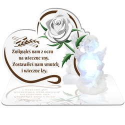 ZNICZ LED GRÓB Dziecka Córki Syna ANIOŁEK PODSTAWKA NA CMENTARZ BIAŁY ANIOŁ