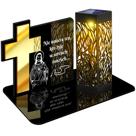 ZNICZ SOLARNY LED WIECZNY PODSTAWKA NA CMENTARZ GRÓB lampka Krzyż 3D