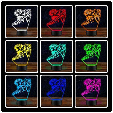 LAMPKA NOCNA LED MOTOCROSS MOTOR CROSS 3D PILOT prezent URODZINY statuetka