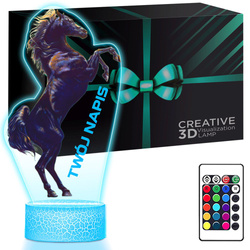 LAMPKA NOCNA LED 3D z imieniem KOŃ KONIK ZWIĘRZĘ prezent dla dziecka URODZINY statuetka + pilot