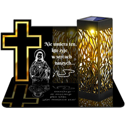 ZNICZ SOLARNY LED WIECZNY PODSTAWKA NA CMENTARZ GRÓB lampka Krzyż 3D