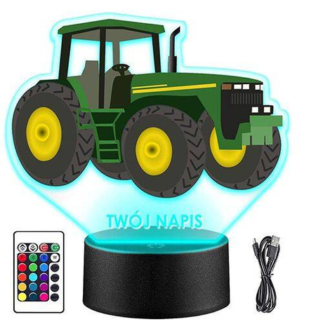 LAMPKA NOCNA CIĄGNIK TRAKTOR FARMA 3D + PILOT prezent URODZINY statuetka