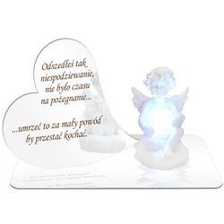 ZNICZ LED GRÓB Dziecka Córki Syna ANIOŁEK PODSTAWKA NA CMENTARZ BIAŁY ANIOŁ