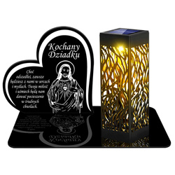 ZNICZ SOLARNY LED WIECZNY PODSTAWKA NA CMENTARZ GRÓB lampka Serce 3D DLA DZIADKÓW