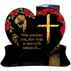 ZNICZ SOLARNY LED WIECZNY PODSTAWKA NA CMENTARZ GRÓB lampka Serce 3D