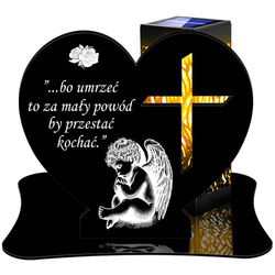 ZNICZ SOLARNY LED WIECZNY PODSTAWKA NA CMENTARZ GRÓB lampka Serce 3D