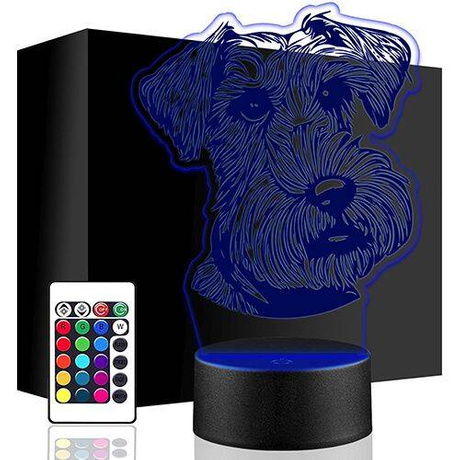 LAMPKA NOCNA LED PIES SZNAUCER PIESEK 3D + PILOT prezent URODZINY statuetka
