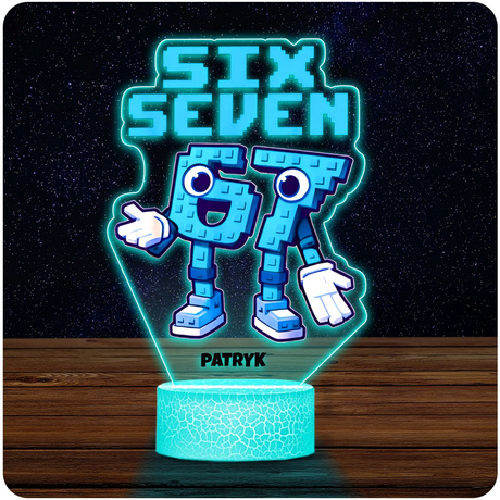 LAMPKA NOCNA LED 3D SIX SEVEN BRAINROT 67 prezent dla dziecka URODZINY statuetka + pilot