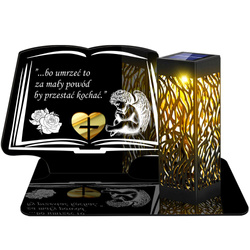 ZNICZ SOLARNY LED WIECZNY PODSTAWKA NA CMENTARZ GRÓB lampka Księga 3D