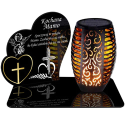 ZNICZ SOLARNY LED WIECZNY PODSTAWKA NA CMENTARZ GRÓB Serce EFEKT PŁOMIENIA DLA MAMY