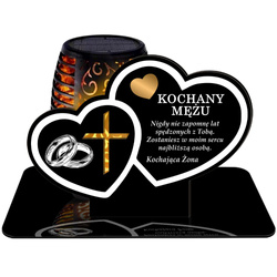 ZNICZ SOLARNY LED WIECZNY PODSTAWKA NA CMENTARZ GRÓB Serce EFEKT PŁOMIENIA DLA MĘŻA