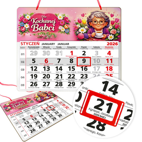 PREZENT NA DZIEŃ BABCI I DZIADKA NA ŚWIĘTA KALENDARZ ŚCIENNY 2026 DLA DZIADKÓW