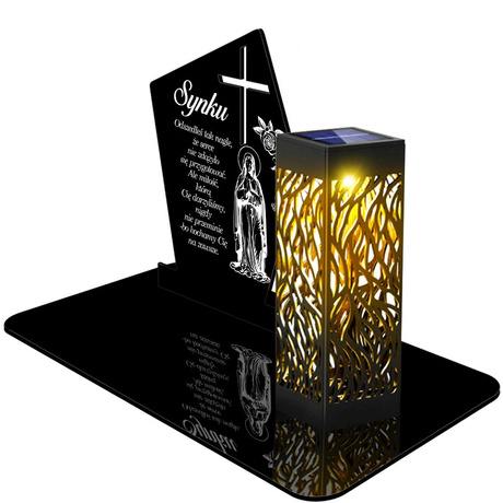 ZNICZ SOLARNY LED WIECZNY PODSTAWKA NA CMENTARZ GRÓB lampka Krzyż 3D dla Syna