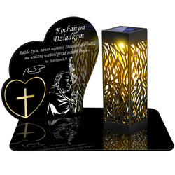 ZNICZ SOLARNY LED WIECZNY PODSTAWKA NA CMENTARZ GRÓB lampka Serce 3D DLA DZIADKÓW