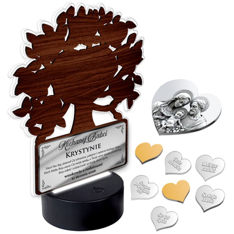 OBRAZ LED Prezent dla na Dzień Babci Dziadka DRZEWKO SZCZĘŚCIA lampka