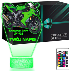 LAMPKA NOCNA LED 3D Motor Ścigacz Kawasaki Ninja prezent dla dziecka URODZINY statuetka + pilot