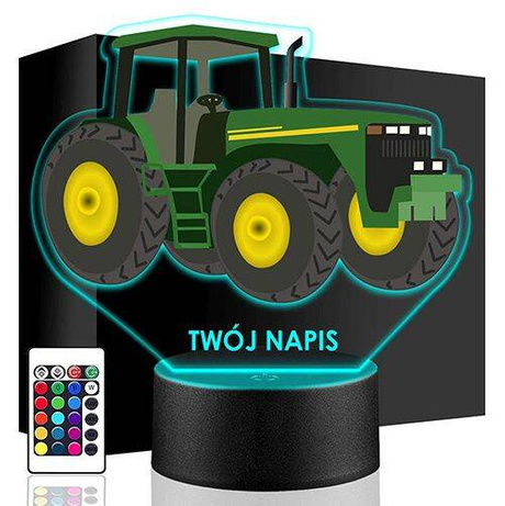 LAMPKA NOCNA CIĄGNIK TRAKTOR FARMA 3D + PILOT prezent URODZINY statuetka