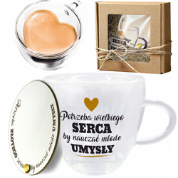 SZKLANKA TERMICZNA SERCE PODKŁADKA PREZENT NA DZIEŃ NAUCZYCIELA WYCHOWAWCY