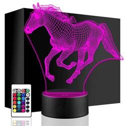 LAMPKA NOCNA KOŃ KONIK JEŹDZIECTWO 3D LED + PILOT na prezent URODZINY