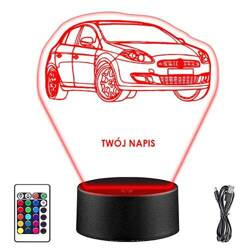 LAMPKA NOCNA LED FIAT BRAVO AUTO 3D + PILOT prezent URODZINY statuetka