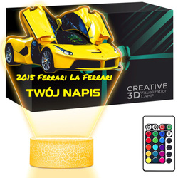 LAMPKA NOCNA LED 3D AUTO FERRARI prezent dla dziecka URODZINY statuetka + pilot