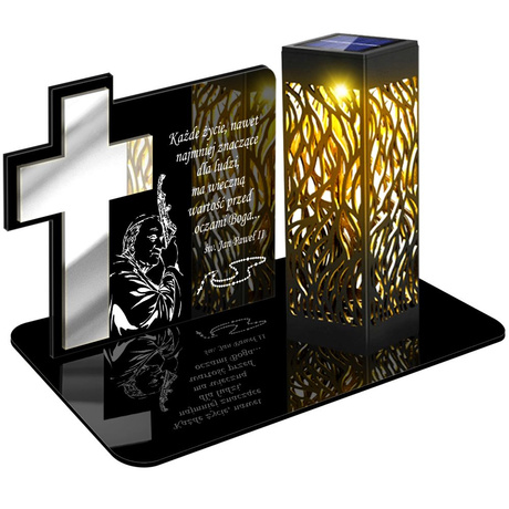 ZNICZ SOLARNY LED WIECZNY PODSTAWKA NA CMENTARZ GRÓB lampka Krzyż 3D