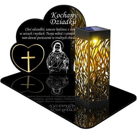 ZNICZ SOLARNY LED WIECZNY PODSTAWKA NA CMENTARZ GRÓB lampka Serce 3D DLA DZIADKÓW