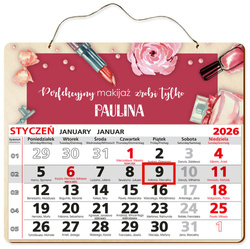 DREWNIANY KALENDARZ 2026 PREZENT MAKIJAŻYSTKA UPOMINEK POD CHOINKĘ ŚWIĘTA