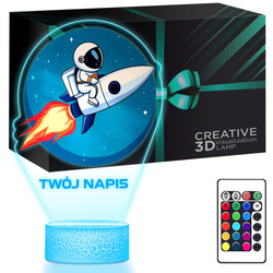 LAMPKA NOCNA LED 3D ASTRONAUTA RAKIETA prezent dziecka URODZINY statuetka