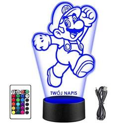 LAMPKA NOCNA LED SUPER MARIO GRA 3D + PILOT prezent URODZINY statuetka