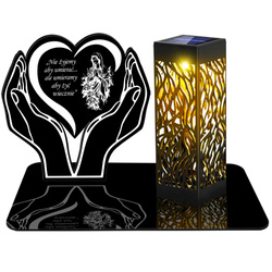 ZNICZ SOLARNY LED WIECZNY PODSTAWKA Serce NA CMENTARZ GRÓB lampka 3D