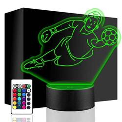 LAMPKA NOCNA LED PIŁKARZ PIŁKA NOŻNA 3D + PILOT prezent URODZINY statuetka