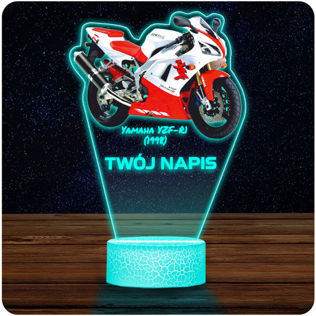LAMPKA NOCNA LED 3D Motor Ścigacz Yamaha YZF-R prezent dla dziecka URODZINY statuetka + pilot