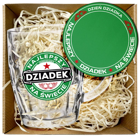 ZESTAW PREZENT DLA DZIADKA NA DZIEŃ DZIADKA KUFEL DO PIWA + PODKŁADKA