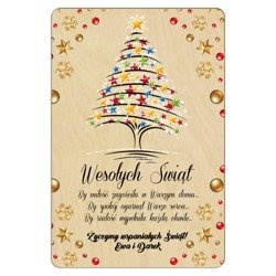 Drewniana kartka świąteczna na Boże Narodzenie