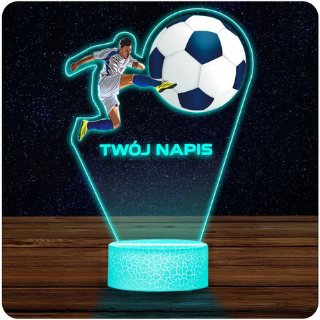 LAMPKA NOCNA LED 3D PIŁKA NOŻNA dla PIŁKARZA KORKI prezent dla dziecka URODZINY statuetka + pilot
