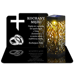 ZNICZ SOLARNY LED WIECZNY PODSTAWKA NA CMENTARZ GRÓB lampka Krzyż 3D DLA MĘŻA
