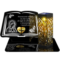 ZNICZ SOLARNY LED WIECZNY PODSTAWKA NA CMENTARZ GRÓB lampka Księga 3D