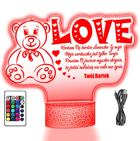 LAMPKA NOCNA prezent na WALENTYNKI DLA DZIEWCZYNY chłopaka żony męża NIEGO z personalizacją