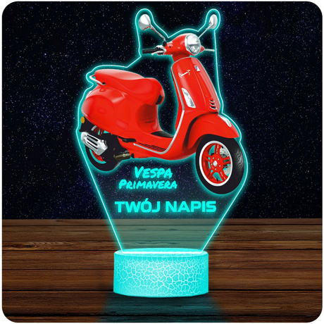 LAMPKA NOCNA LED 3D Motor Skuter Vespa Primavera prezent dla dziecka URODZINY statuetka + pilot