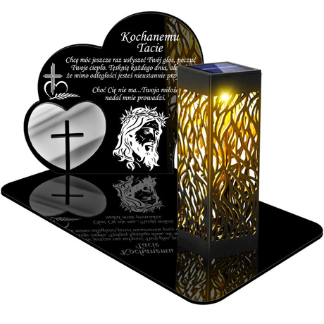 ZNICZ SOLARNY LED WIECZNY PODSTAWKA NA CMENTARZ GRÓB lampka Serce 3D DLA TATY