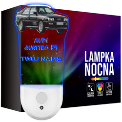Lampka Nocna LED dla Dziecka AUTO AUDI QUATTRO 89 kontaktu gniazdka CZUJNIK