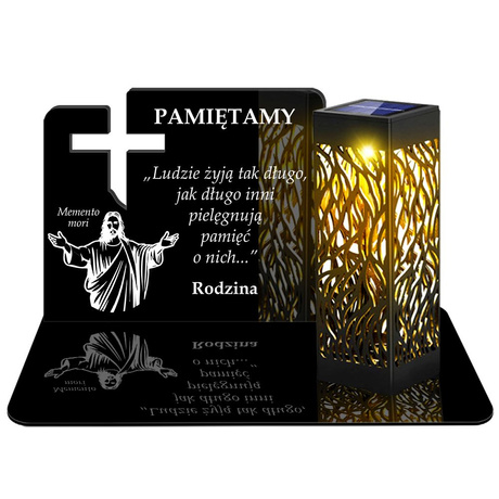 ZNICZ SOLARNY LED WIECZNY PODSTAWKA NA CMENTARZ GRÓB lampka Krzyż 3D 