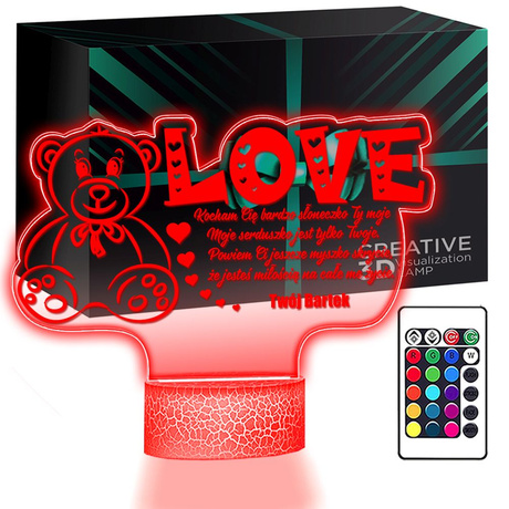 LAMPKA NOCNA prezent na WALENTYNKI DLA DZIEWCZYNY chłopaka żony męża NIEGO z personalizacją