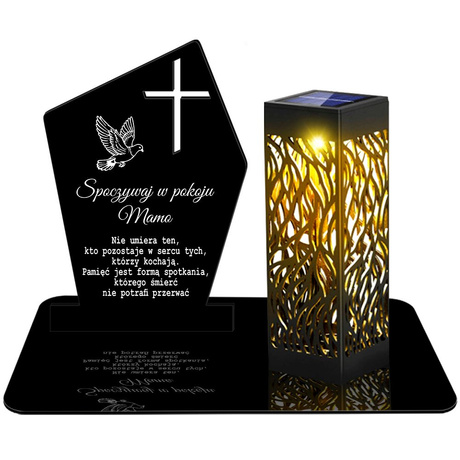 ZNICZ SOLARNY LED WIECZNY PODSTAWKA NA CMENTARZ GRÓB lampka Krzyż 3D dla Mamy