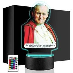LAMPKA NOCNA LED PAPIEŻ JAN PAWEŁ II 3D + PILOT prezent URODZINY statuetka