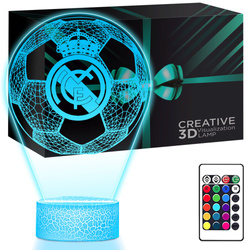 Lampka Nocna 3D LED Real Madryt Piłka Nożna Prezent dla Chłopca na Święta