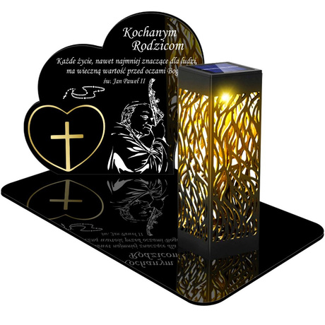 ZNICZ SOLARNY LED WIECZNY PODSTAWKA NA CMENTARZ GRÓB lampka Serce 3D DLA RODZICÓW